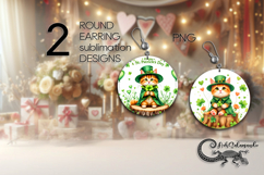 St. Patrick&#039;s day animals | 2 round Earrings sublimation PL3 Product Image 1