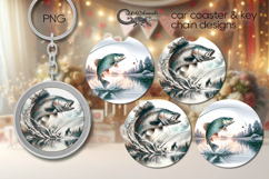 Fish On | fishing coaster &amp; key chain sublimation design P3 Product Image 1