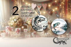 Fish On | Fishing Round earring sublimation design PL3 Product Image 1