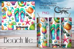 BeachLife | tropical Skinny Tumbler Sublimation design PLUS3 Product Image 1