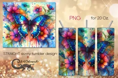Watercolor Butterfly | Skinny tumbler Sublimation design PL3 Product Image 1