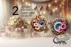 Flowers | Retro spring Round Earring Sublimation PL3 Product Image 1