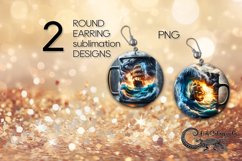 Fantasy ship | 2 marine Round earring Sublimation designs P3 Product Image 1