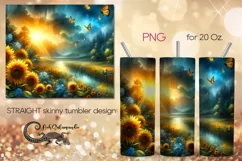 Watercolor sunflower | Skinny tumbler Sublimation design PL3 Product Image 1