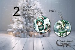 Christmas Horse | 2 Round earring Sublimation designs PL3 Product Image 1