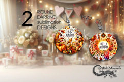 Hello Autumn | Round Earring Sublimation designs, PL3 Product Image 1