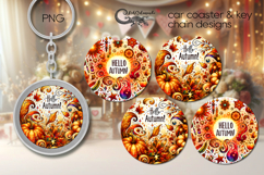 Hello Autumn | Fall Car coaster &amp; key chain designs, PL3 Product Image 1