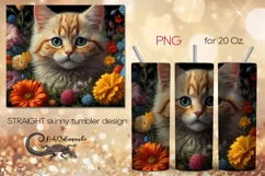 Cats & flowers | skinny tumbler Sublimation design PLUS3 Product Image 1