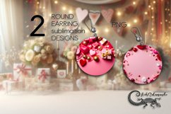 Valentine hearts | Pink Sublimation round earring design P Product Image 1
