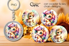 Rainbow animals | 2 Car coaster &amp; key chain designs3 Product Image 1
