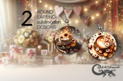 Coffee is my love | 2 Round earring sublimation designs PL3 Product Image 1