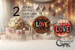 Boho Inscription | hippie Round earring sublimation design 3 Product Image 1