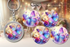 Watercolor butterfly | coaster &amp; key chain sublimation P Product Image 1