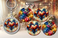Boho hearts | valentine car coaster &amp; key chain designs PL3 Product Image 1