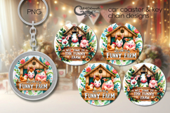 Funny farm | farmhouse Sublimation coaster &amp; key chain P3 Product Image 1