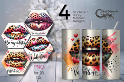 Valentine lips | 4 Skinny tumbler sublimation designs Product Image 1