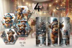 Christmas cow | 4 retro xmas Sublimation Tumbler designs Product Image 1