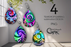 Abstract bright earring | 4 Teardrop sublimation designs PL Product Image 1