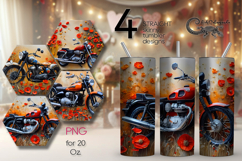 Motorcycle &amp; flowers | Bike Skinny tumbler sublimation PL Product Image 1