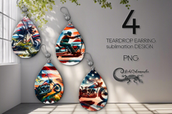 Motorcycle patriot | Bike Teardrop earring sublimation PL Product Image 1