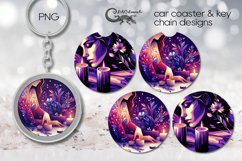 Girl in purple | coaster &amp; key chain sublimation design PLUS Product Image 1