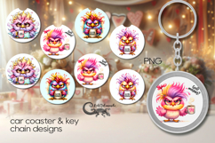 Good morning | coffee 4 Car coaster &amp; 4 key chain designs PL Product Image 1