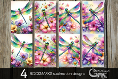 Watercolor dragonfly | 4 bookmarks sublimation designs PLUS Product Image 1