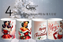 Christmas Pin up Girl | 4 vintage Sublimation Mug design PL Product Image 1