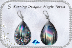 Pendant Earrings I 5 Earring Designs- Magic Forest, PNG Product Image 1