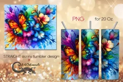 Watercolor Butterfly| Skinny tumbler Sublimation design PLUS Product Image 1