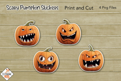 Scary Halloween Pumpkin Stickers | Print and Cut Product Image 1