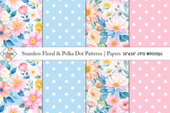 Seamless Florals &amp; Polka Dot Patterns | Digital Papers Product Image 1
