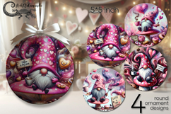 Watercolor coffee gnome | 4 round ornaments sublimation Product Image 1