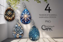 Christmas snowflake | 4 Teardrop earring Sublimation designs Product Image 1