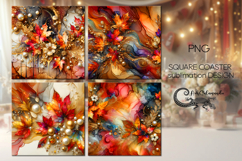 Abstract Autumn | fall square coaster sublimation design Product Image 1
