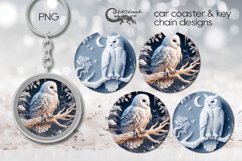 3d style owl | fantasy Car coaster &amp; key chain sublimation P Product Image 1