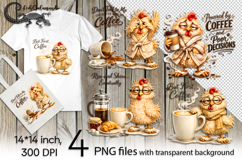 Coffee chicken | 4 funny PNG Sublimation designs P Product Image 1