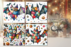 Halloween patchwork | 4 square coaster sublimation designs P Product Image 1