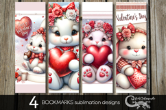 Valentine Rabbit | 4 love bookmarks sublimation designs Product Image 1