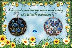 Round earrings | 8 designs with butterflies, Flowers, PNG Product Image 1