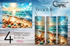 Beach life | 4 Tropical Skinny Tumbler Sublimation designs Product Image 1