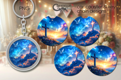 Christian Cross | 2 Faith car coaster &amp; key chain designs P Product Image 1