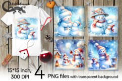 Christmas Snowman | 4 Xmas PNG Sublimation designs P Product Image 1