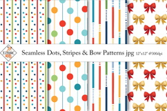 Seamless Dots, Stripes &amp; Bow Patterns | Papers Product Image 1