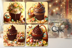 Easter Cake | 4 faith square coaster sublimation designs Product Image 1