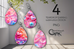 Love Pearls | 4 love teardrop earring Sublimation designs P Product Image 1
