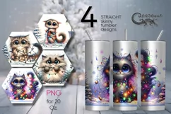 Christmas cat | 4 funny Skinny tumbler sublimation designs Product Image 1