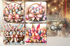 Easter eggs | 4 square coaster sublimation designs P Product Image 1