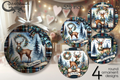 Christmas deer | retro Xmas round ornaments sublimation Product Image 1