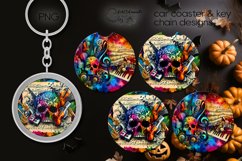 Music &amp; skulls | Halloween Car coaster &amp; key chain design P Product Image 1